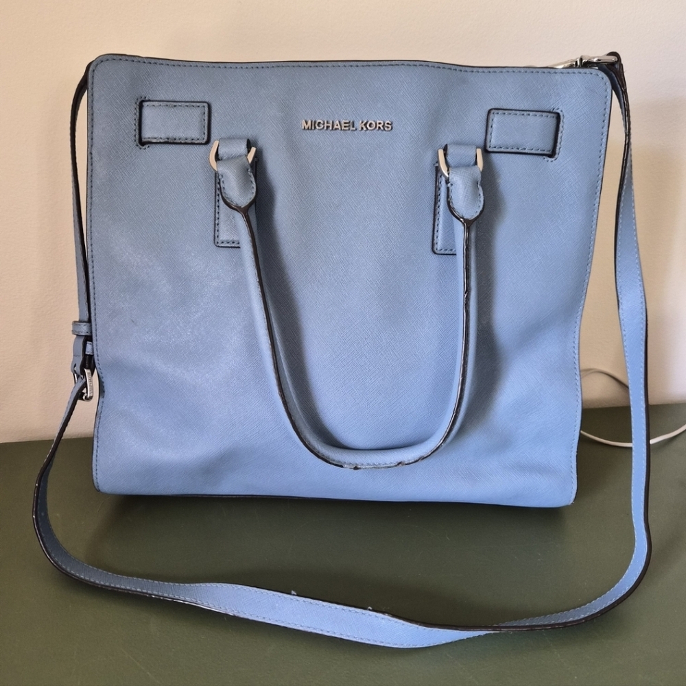 Michael Kors Light Blue Tote Bag Crossbody Purse